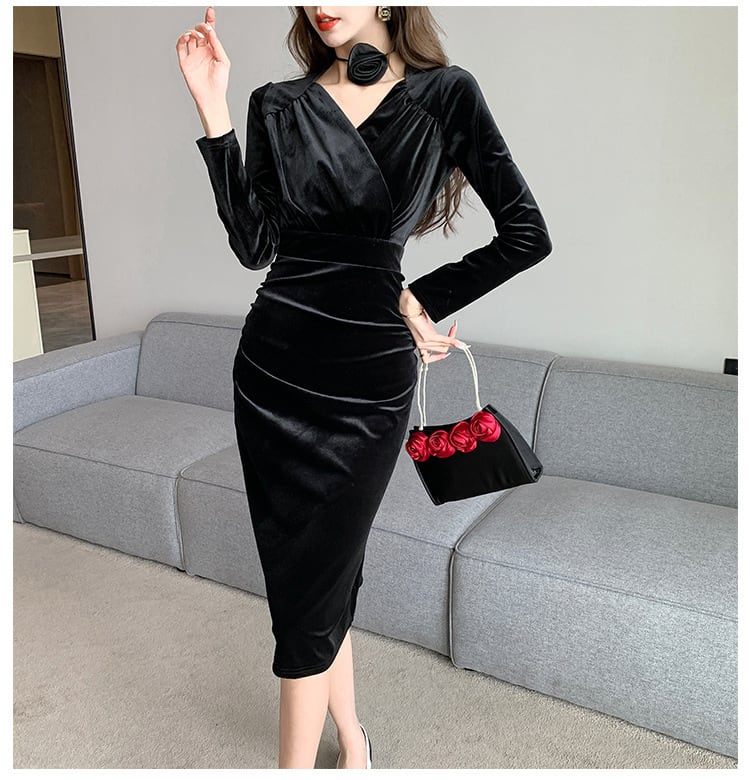 【dress】ベルベットデートワンピース　M18271
