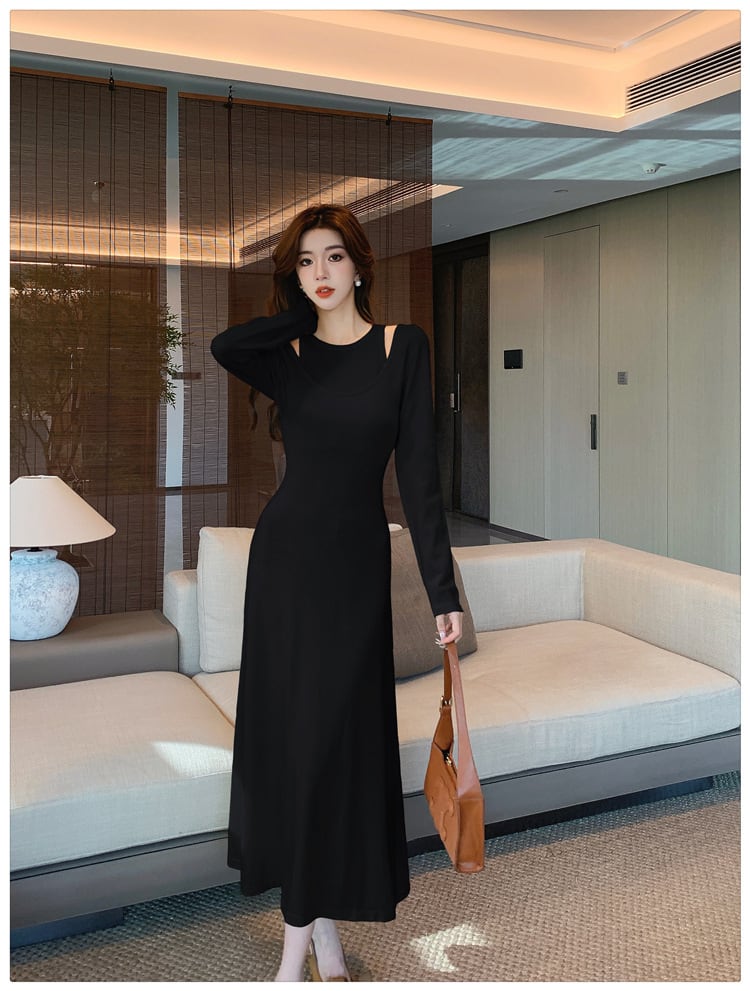 【dress】今季マストバイ切り替えニットワンピース　M17622