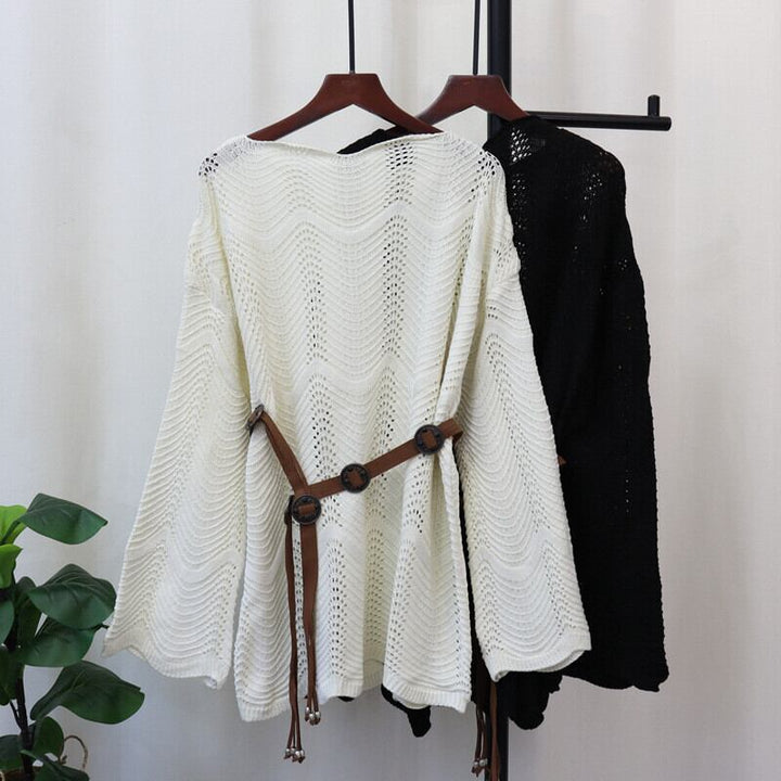 【tops】ニットセーターベルト付き　M26852