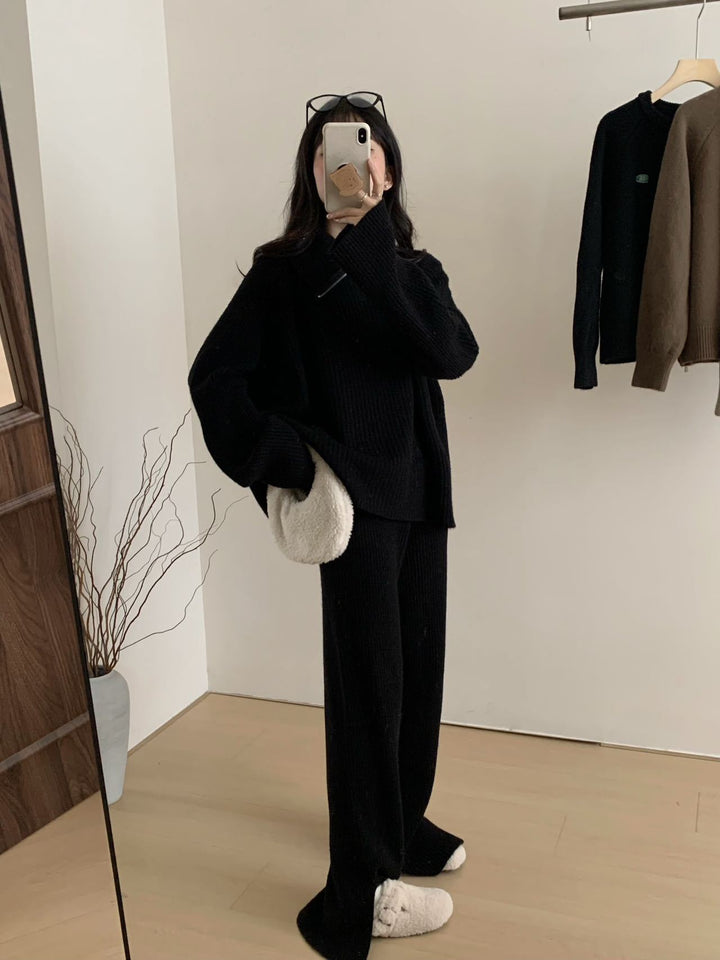 【set】ニットセーター+ワイドパンツセット　M26746