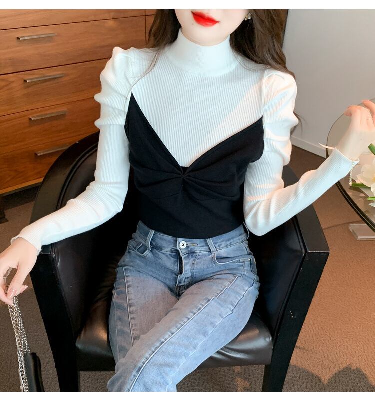 【tops】ドッキングニットトップス　M18855