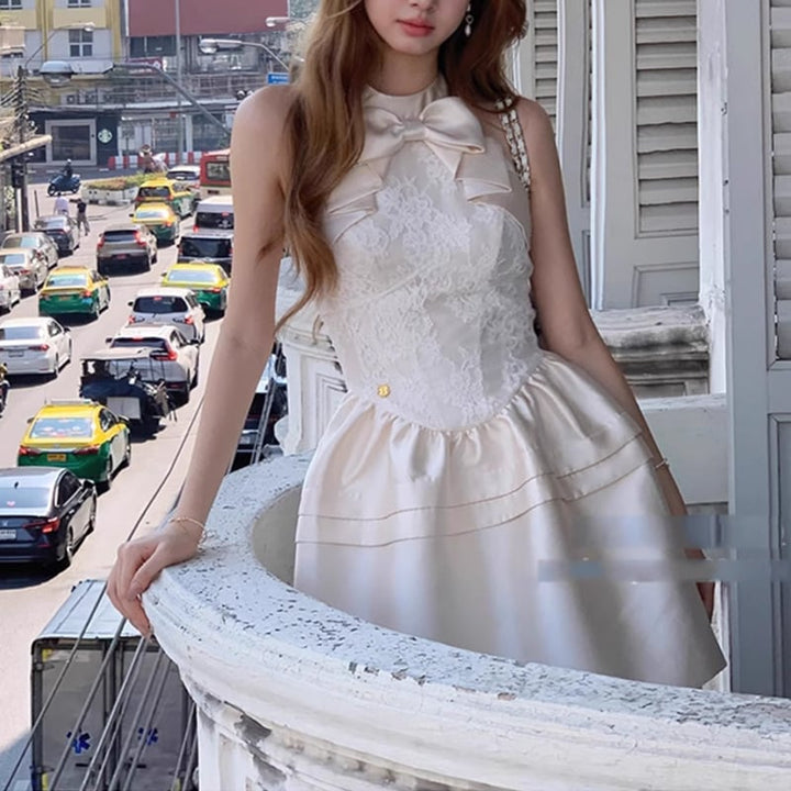 【dress】リボン付きレースワンピース　M24184