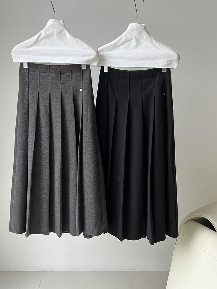 【bottoms】ロングプリーツスカート Q7309