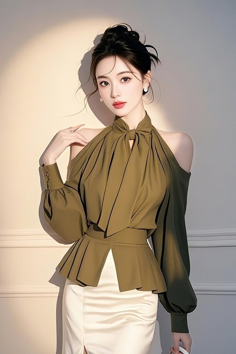 【tops】オフショルダーシャツトップス　M29569