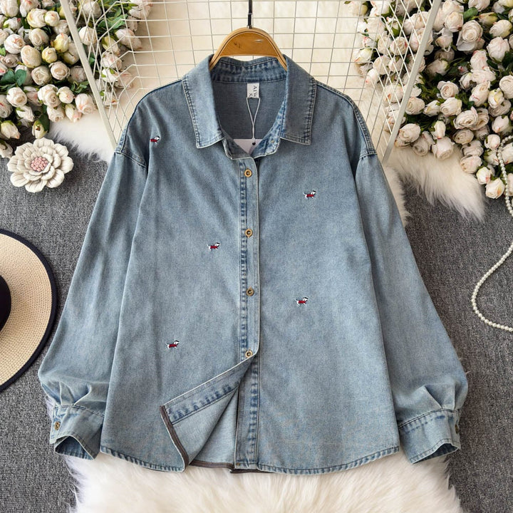 【tops】刺繍デニムシャツ　M29826