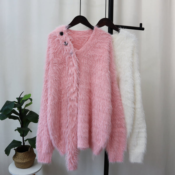 【tops】シャギーVネックニットセーター　M18022