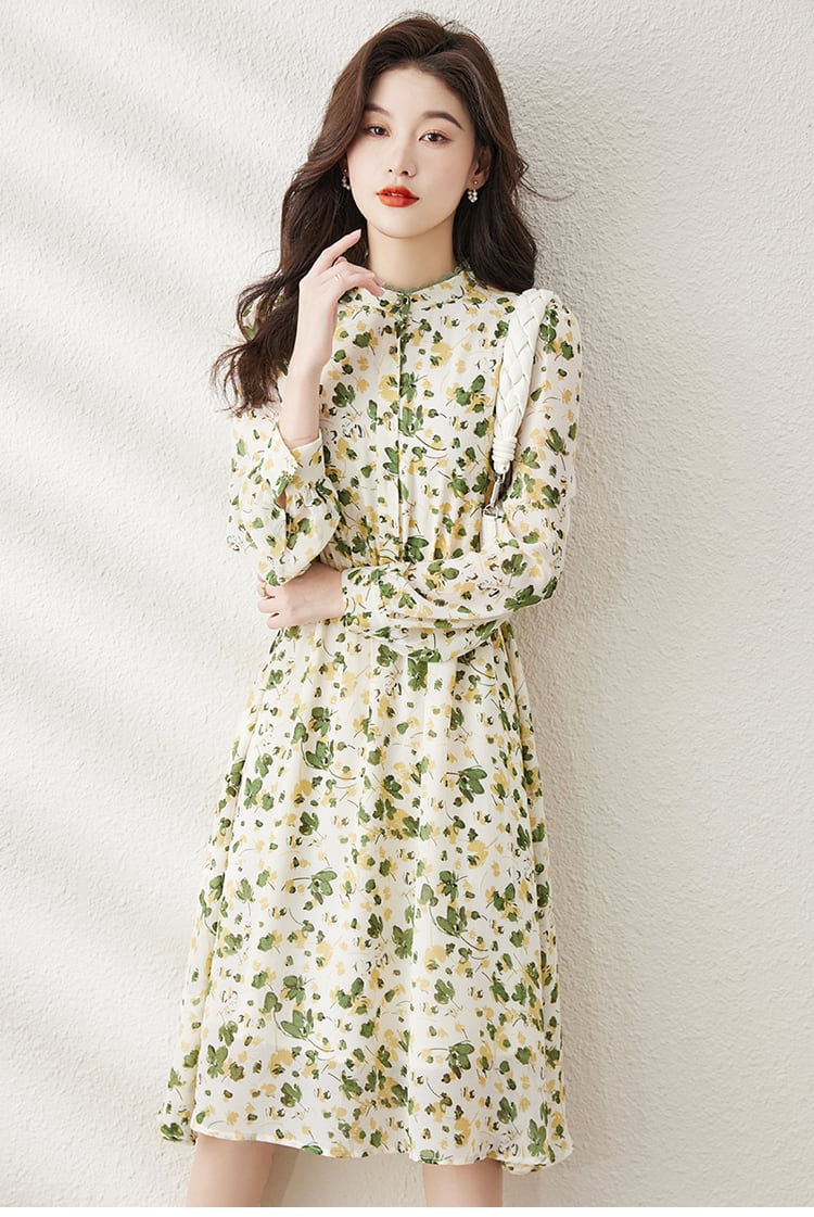 【dress】大人らしい スウィート花柄ワンピース着瘦せ　M17384