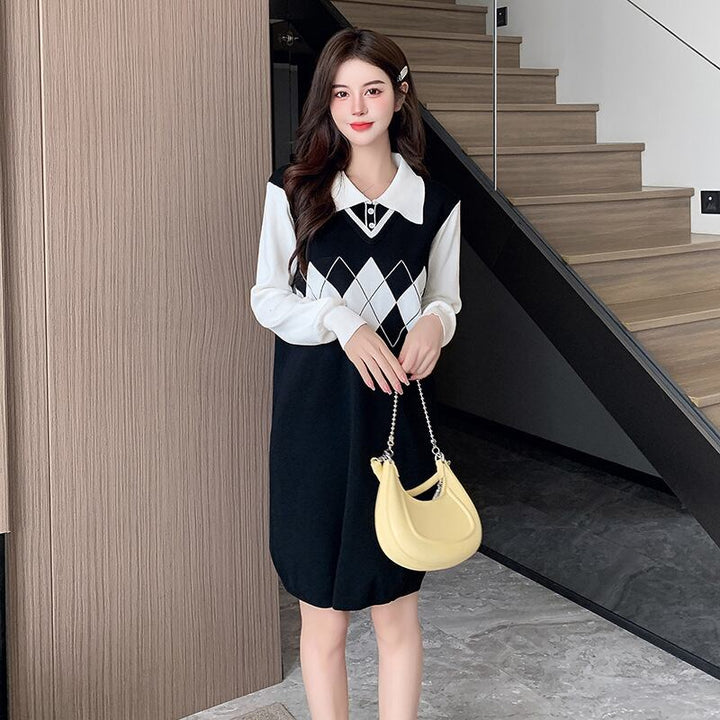 【dress】ドッキングニットワンピース　M18690