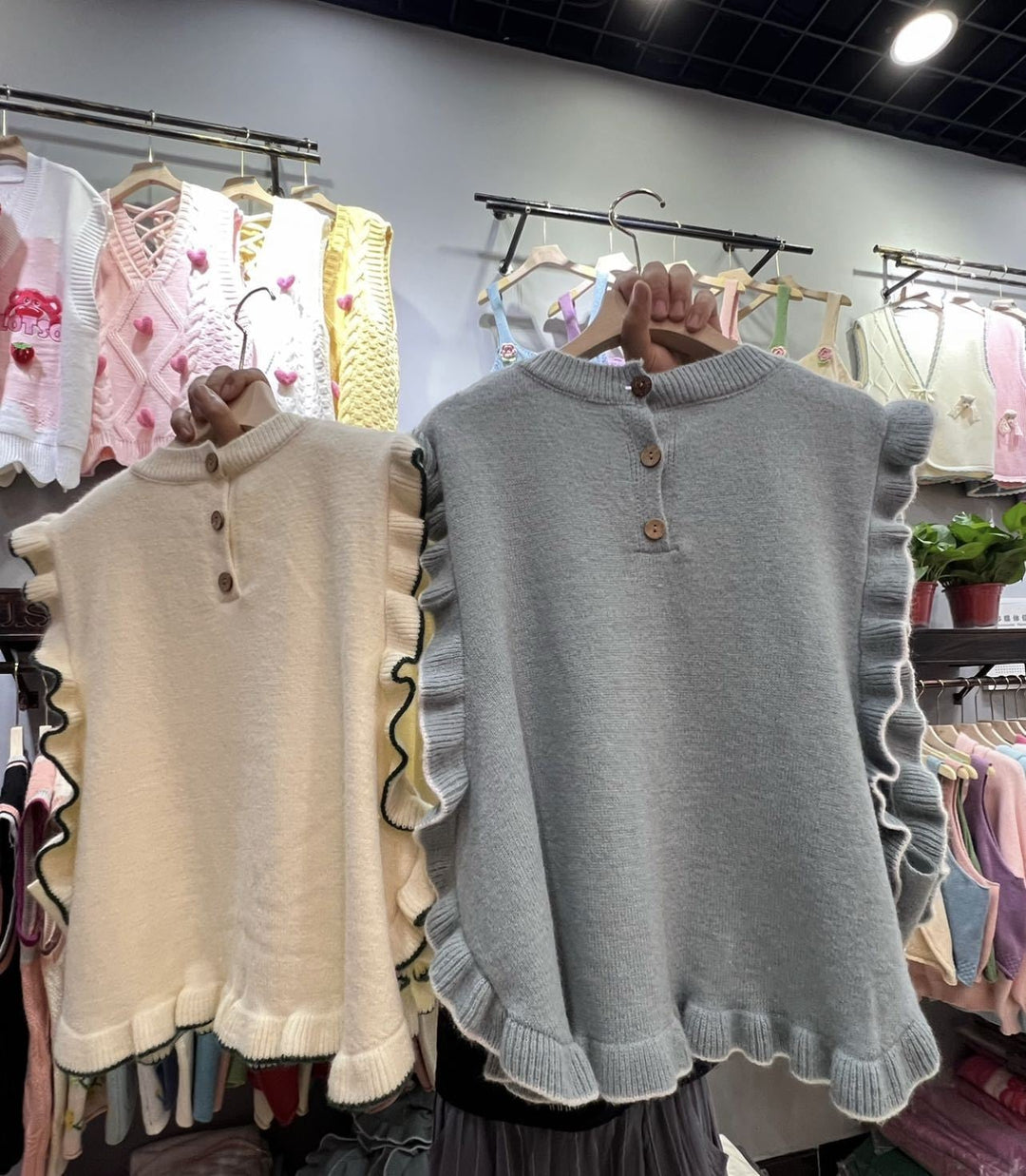 【tops】リボン付きニットベスト　M25779