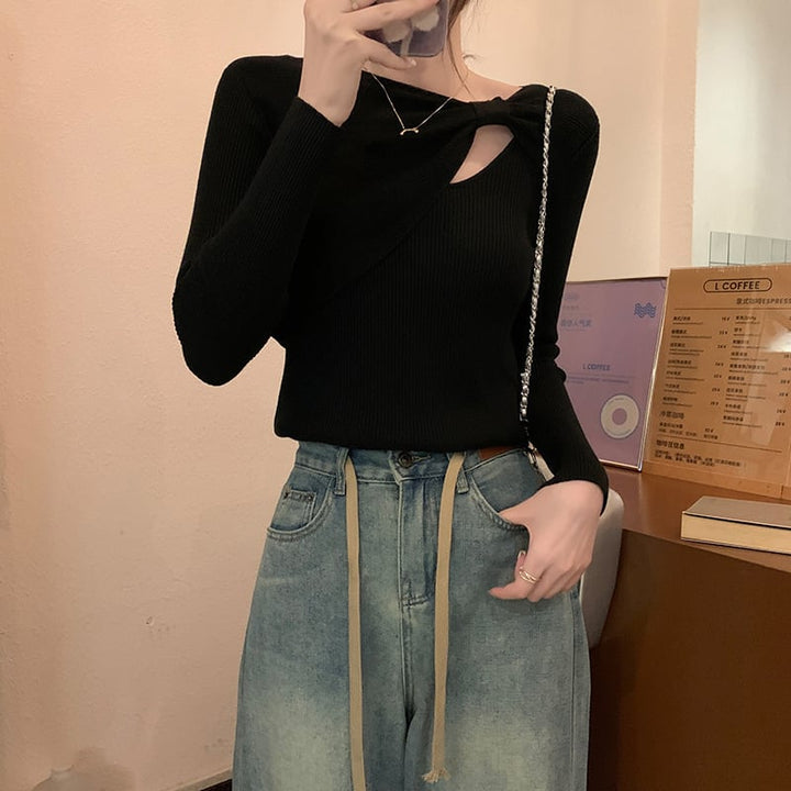 【tops】カットワークニットトップス　M25410