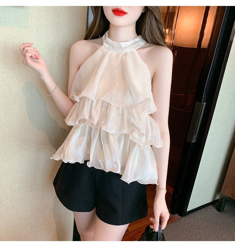【tops】存在感 スウィートオシャレノースリーブトップス　M16751