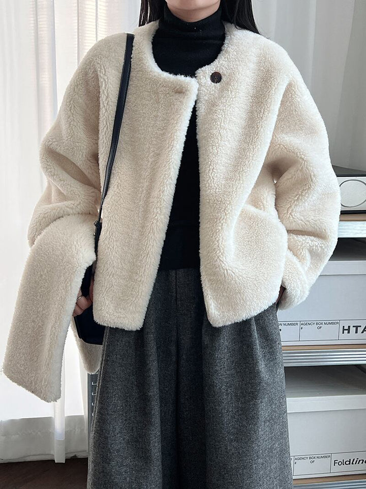 【outer】スカーフ付きシープボアコート Q7225