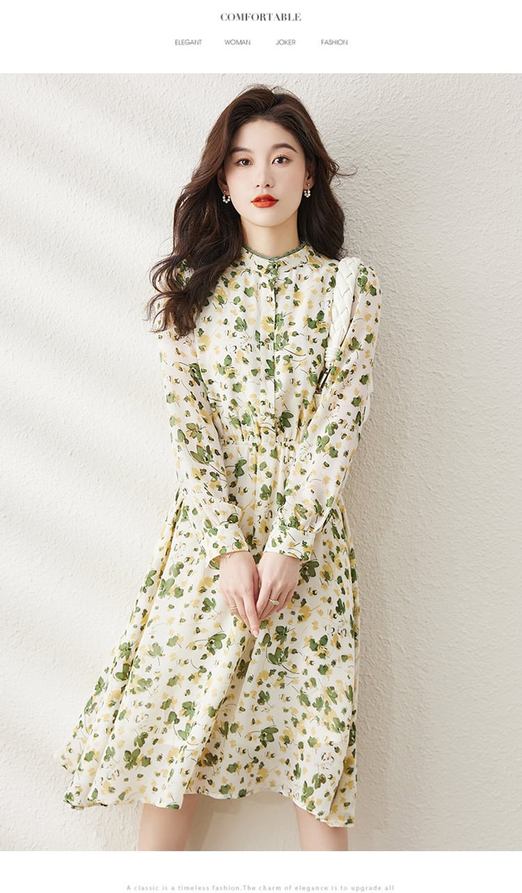 【dress】大人らしい スウィート花柄ワンピース着瘦せ　M17384
