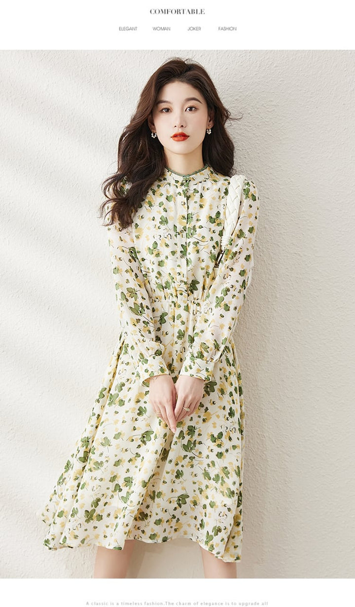 【dress】大人らしい スウィート花柄ワンピース着瘦せ　M17384