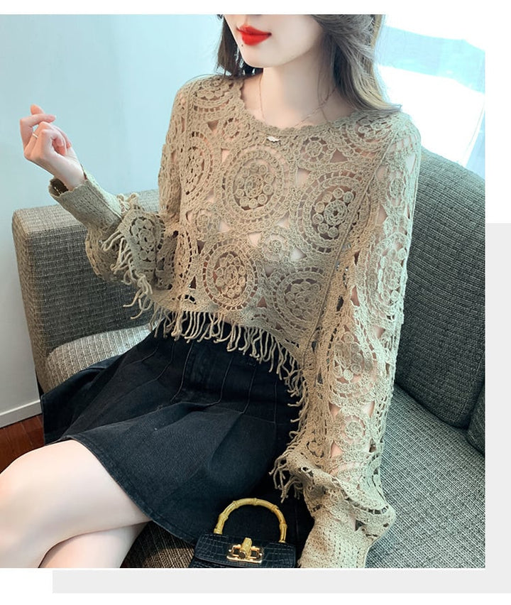 【tops】優しい雰囲気カットワークレーストップス　M17665