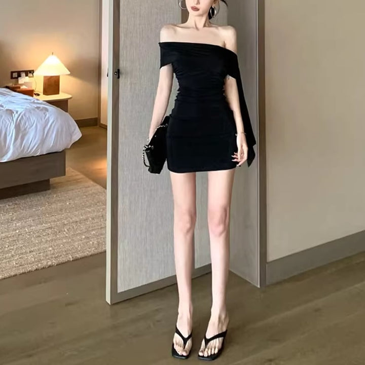 【dress】オフショルダーミニタイトワンピース Q8397