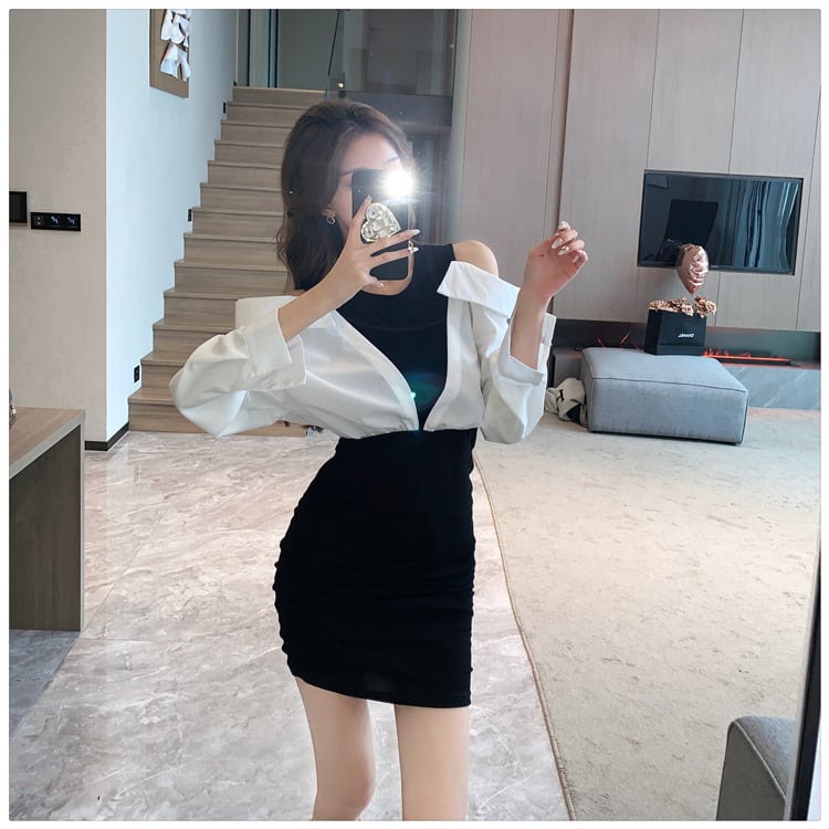 【dress】人気を独占中 ファッション切り替えワンピース　M17637