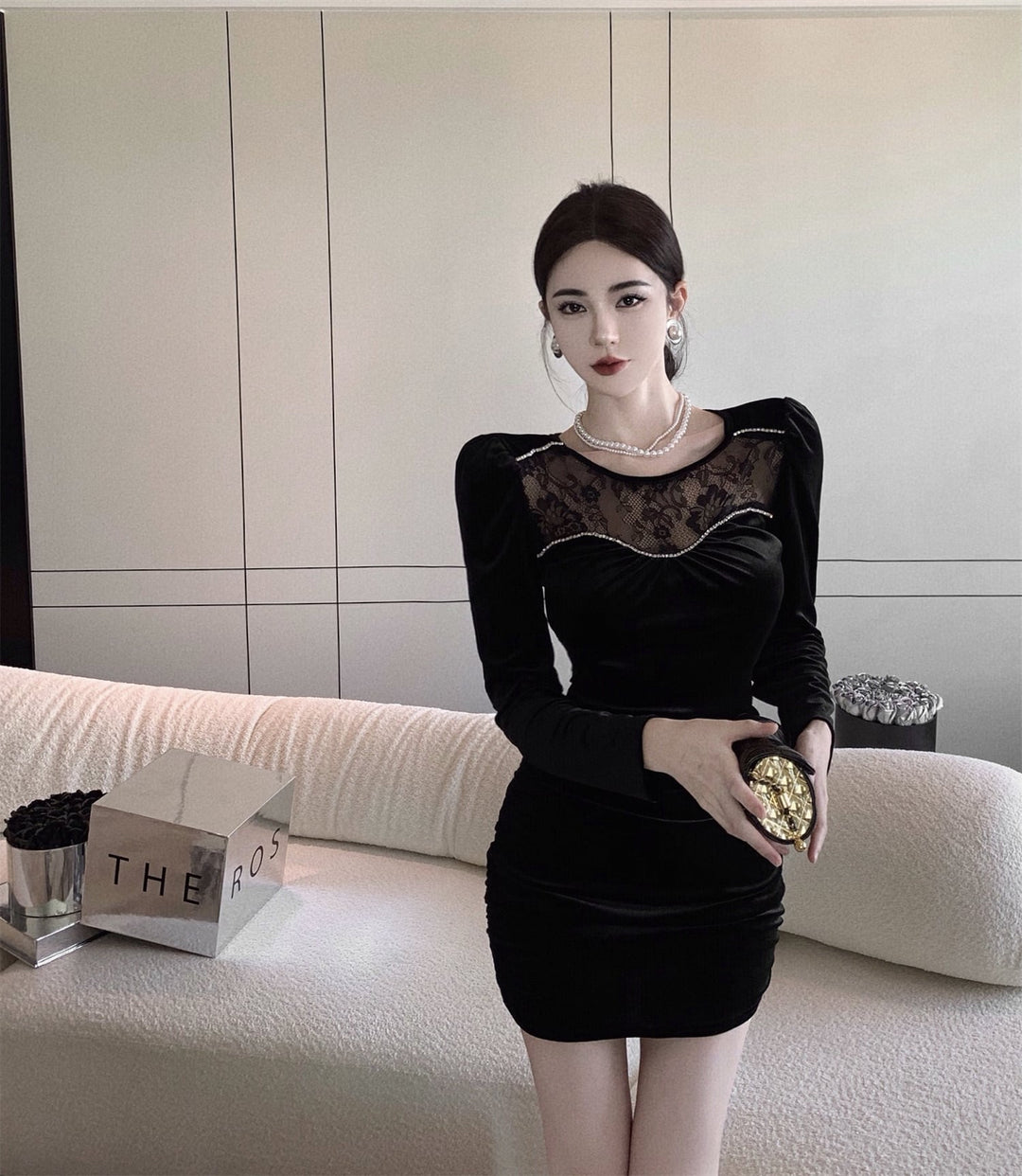 【dress】レース切り替えデートワンピース　M26639