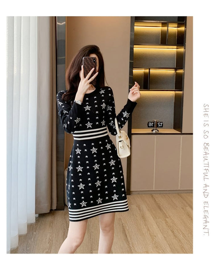 【dress】今季マストバイエレガントニットワンピース　M17470