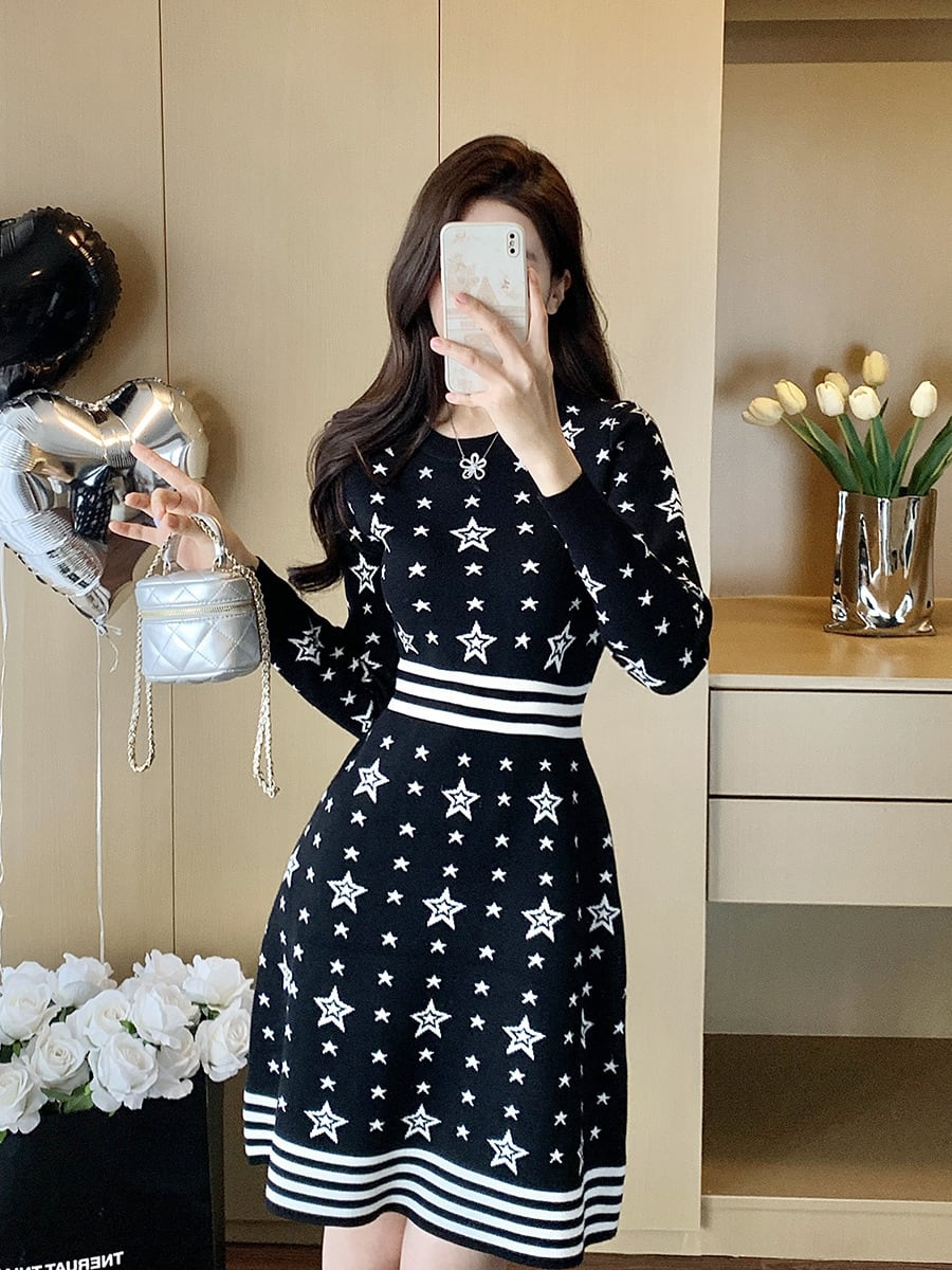 【dress】ジャカードニットワンピース　M28361