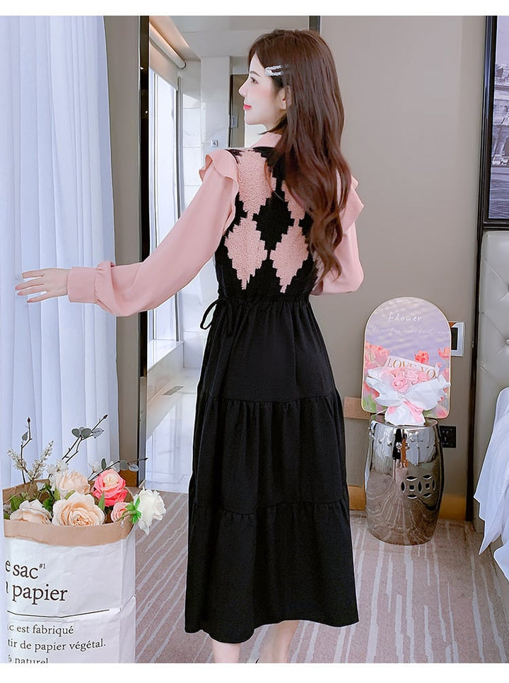 【dress】目立つ！エレガント切り替えワンピース　M17645