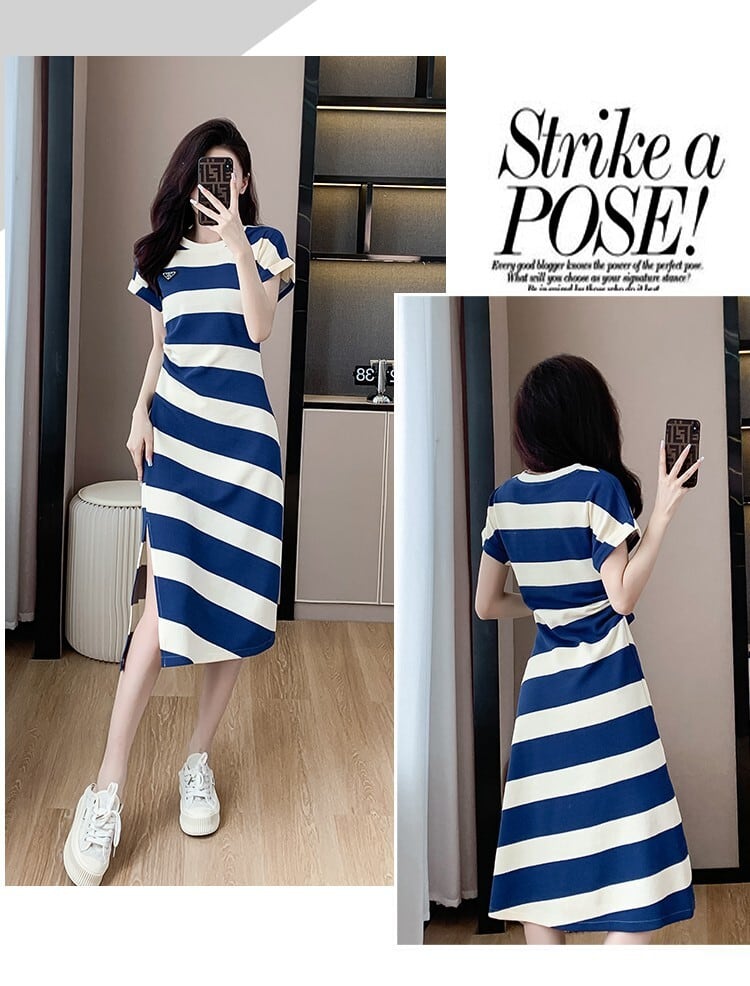 【dress】着回し最強肌触りいい ボーダー柄ワンピース　M17160