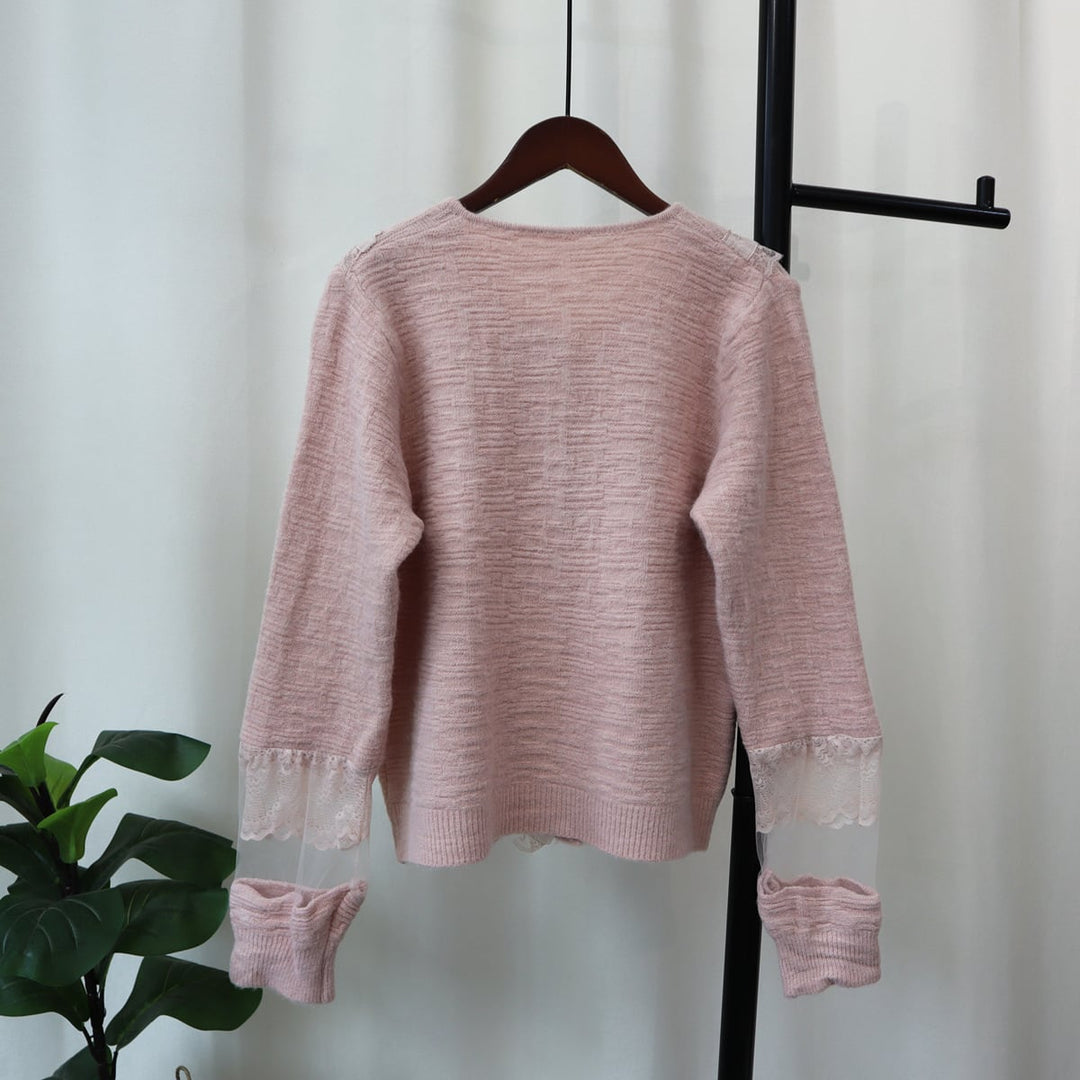 【outer】クルーネックドッキングニットカーデ　M17984