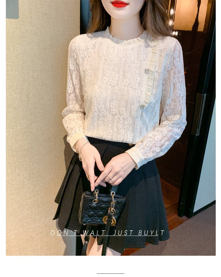 【tops】柔らかくて優しい印象レースシャツトップス　M17342