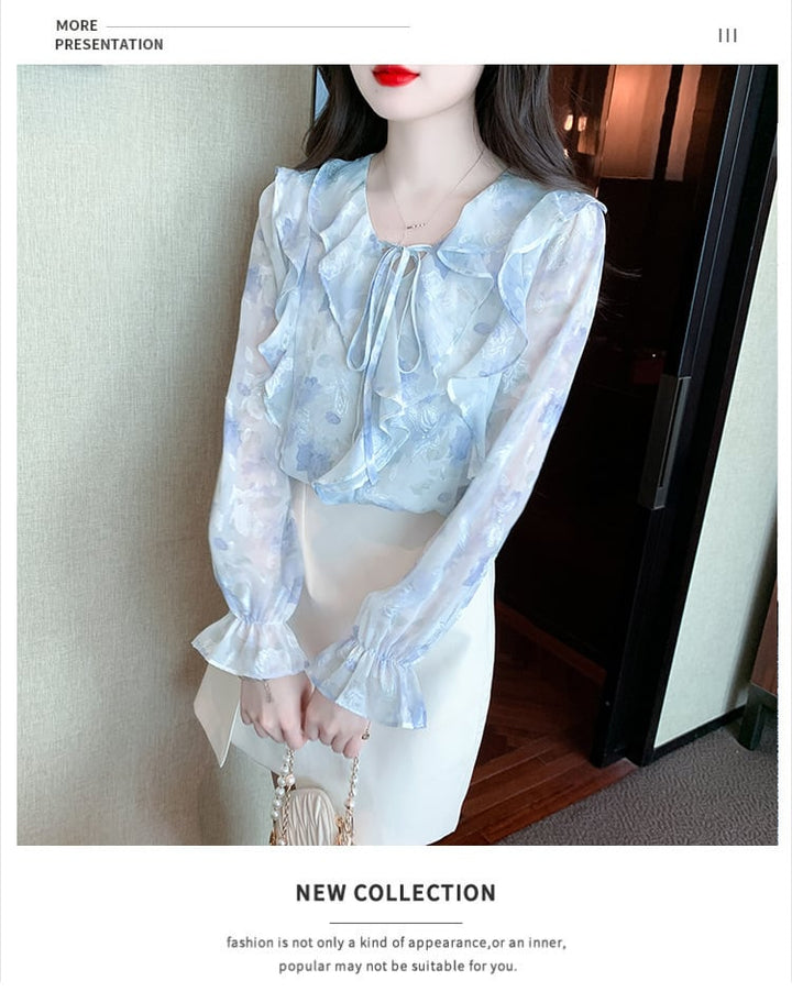 【tops】柔らかくて優しい印象花柄シャツトップスオシャレ　M16881