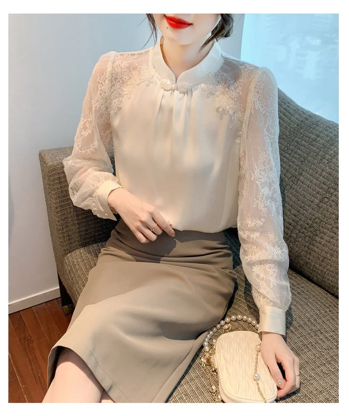 【tops】今季マストバイエレガントレースシャツトップス　M16981