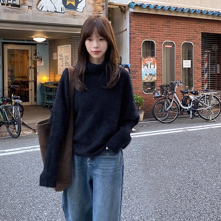 【tops】ハイネックニットトップス Q7393