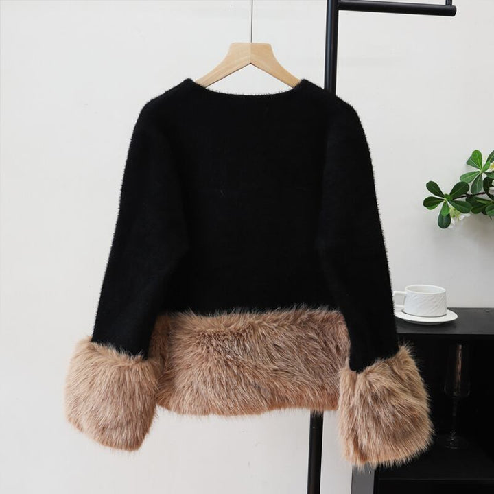 【outer】ファードッキングニットコート Q7031