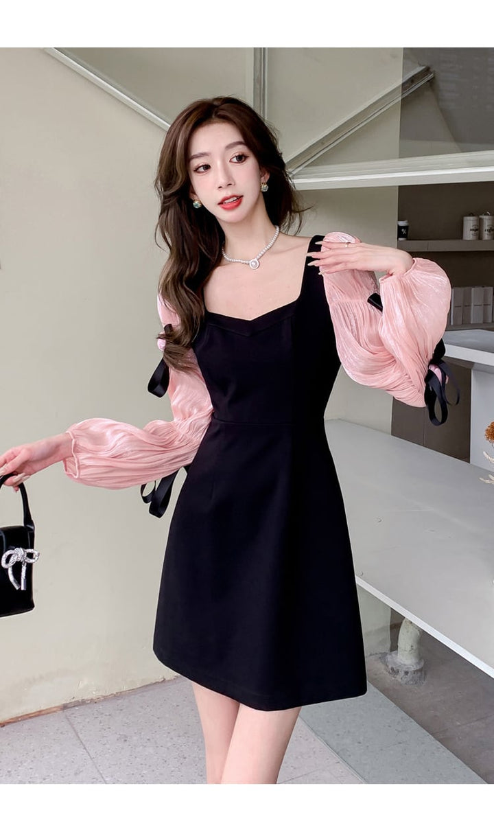 【dress】リボン付き切り替えワンピース　M26331