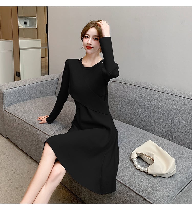 【dress】ドッキングニットワンピース　M18329