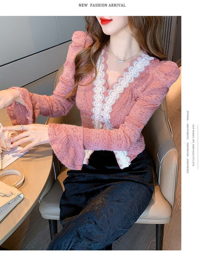 【tops】Vネックレーストップス　M27417
