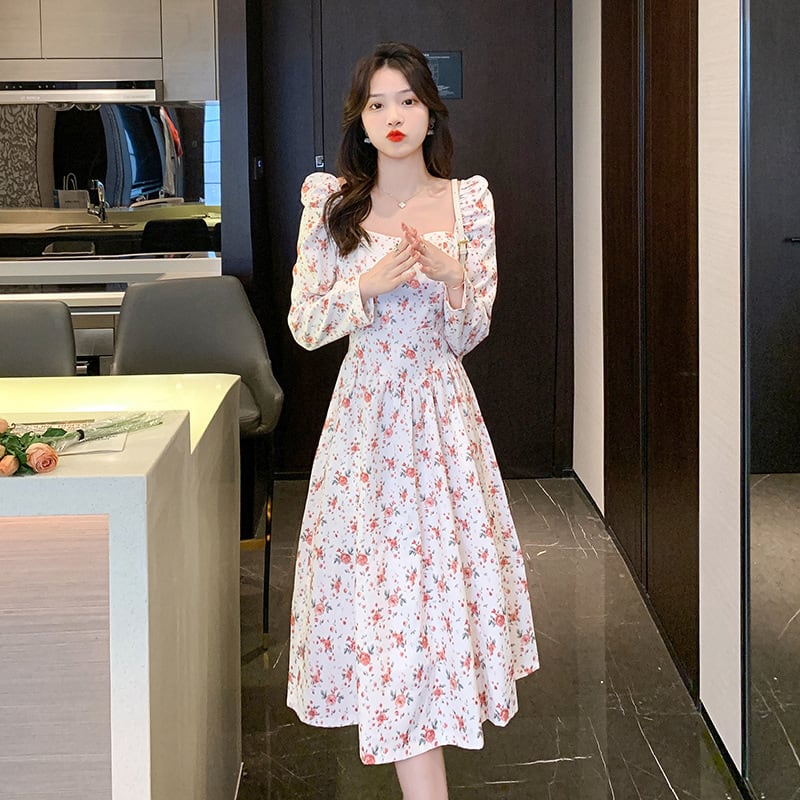 【dress】人気を独占中 スウィート花柄ワンピース着瘦せ　M17258