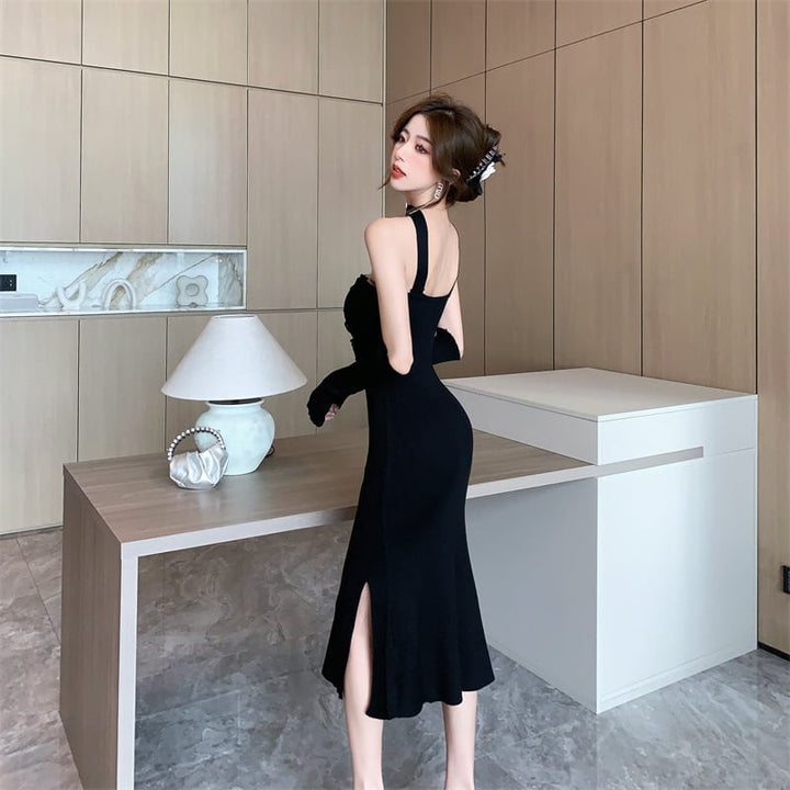 【dress】韓国系超人気スリットセクシーデートワンピース　M17230