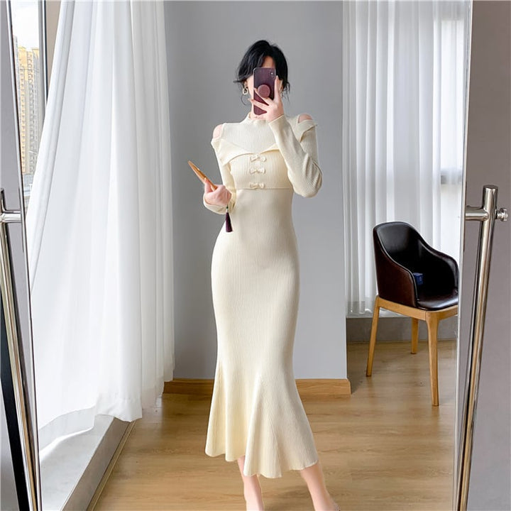 【dress】マーメイドニットワンピース　M26175