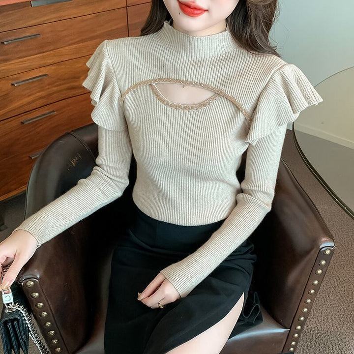 【tops】フリルニットトップス　M18859