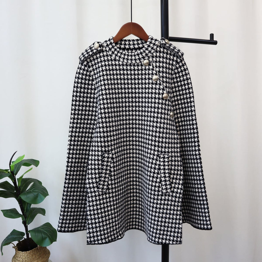 【outer】千鳥格子ツイードケープコート　M18173