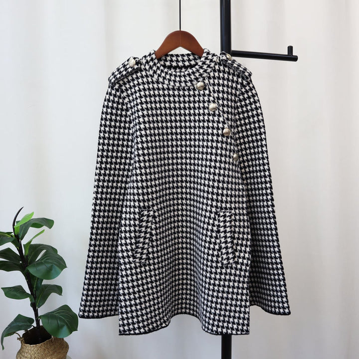 【outer】千鳥格子ツイードケープコート　M18173