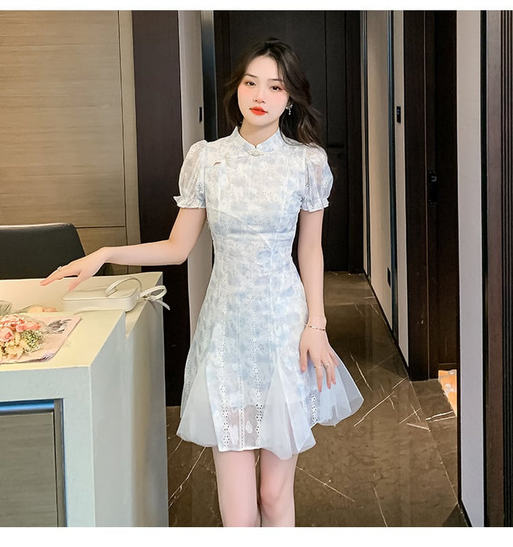 【dress】美人度アップエレガント刺繍デートワンピース　M17127