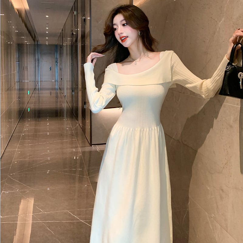 【dress】無地ニットワンピース　M17975