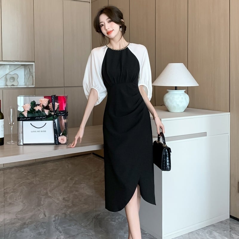【dress】高級感 エレガント切り替えデートワンピース　M17499
