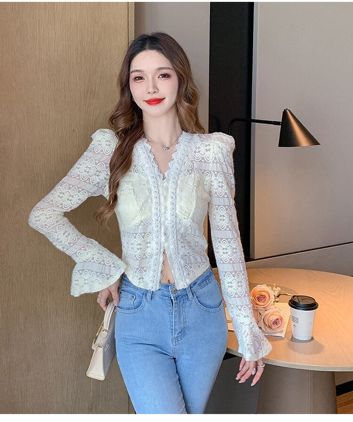 【tops】Vネックレーストップス　M27417
