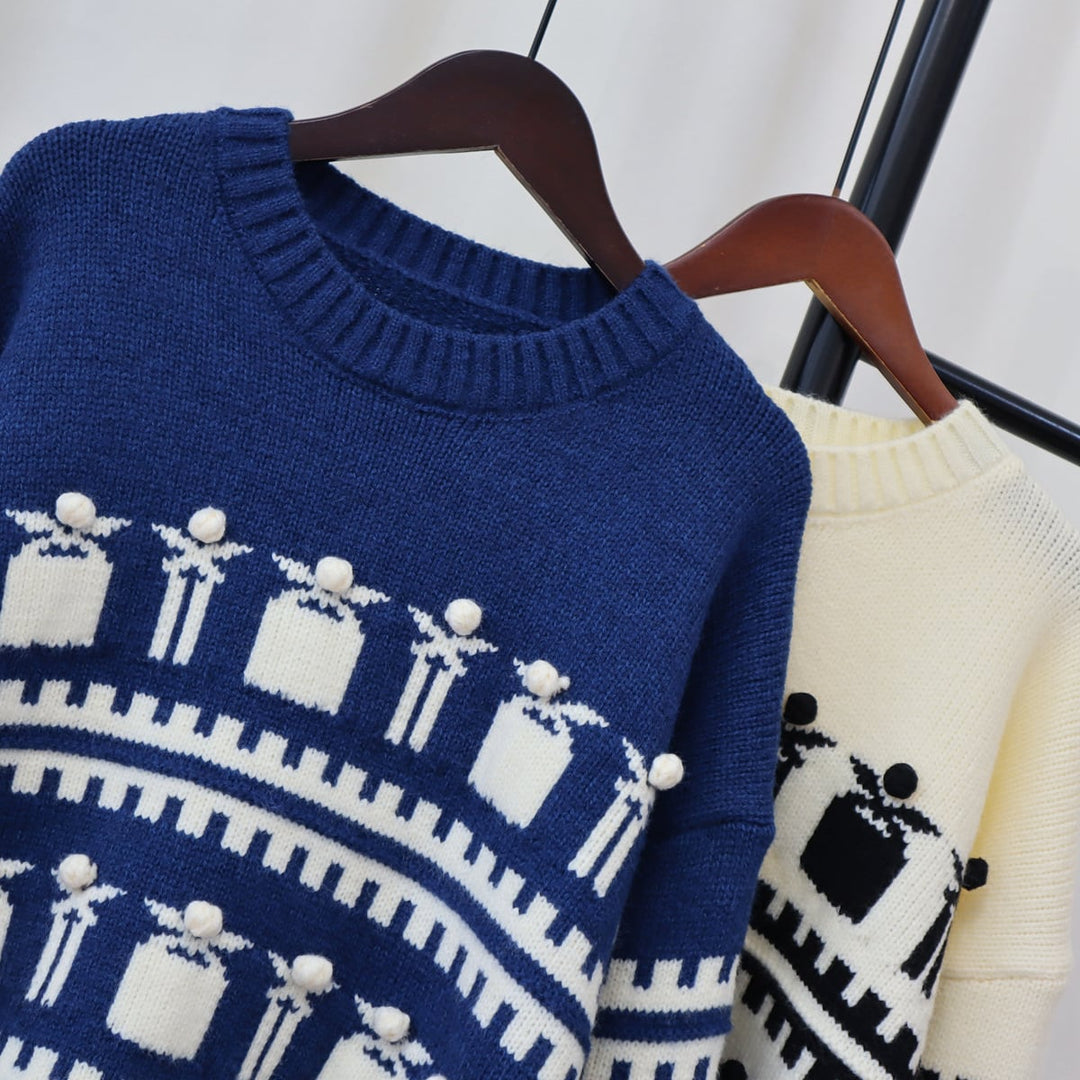 【tops】クルーネックニットセーター　M18342