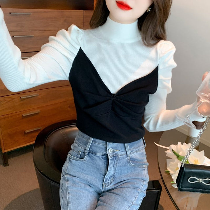 【tops】切り替えニットトップス　M26141