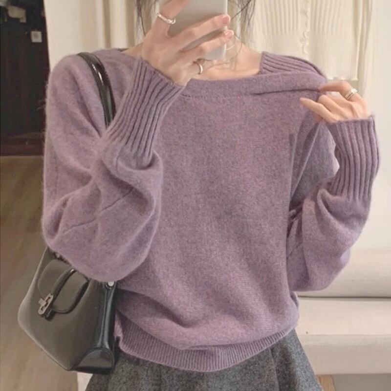 【tops】クロスネックニットトップス Q7826