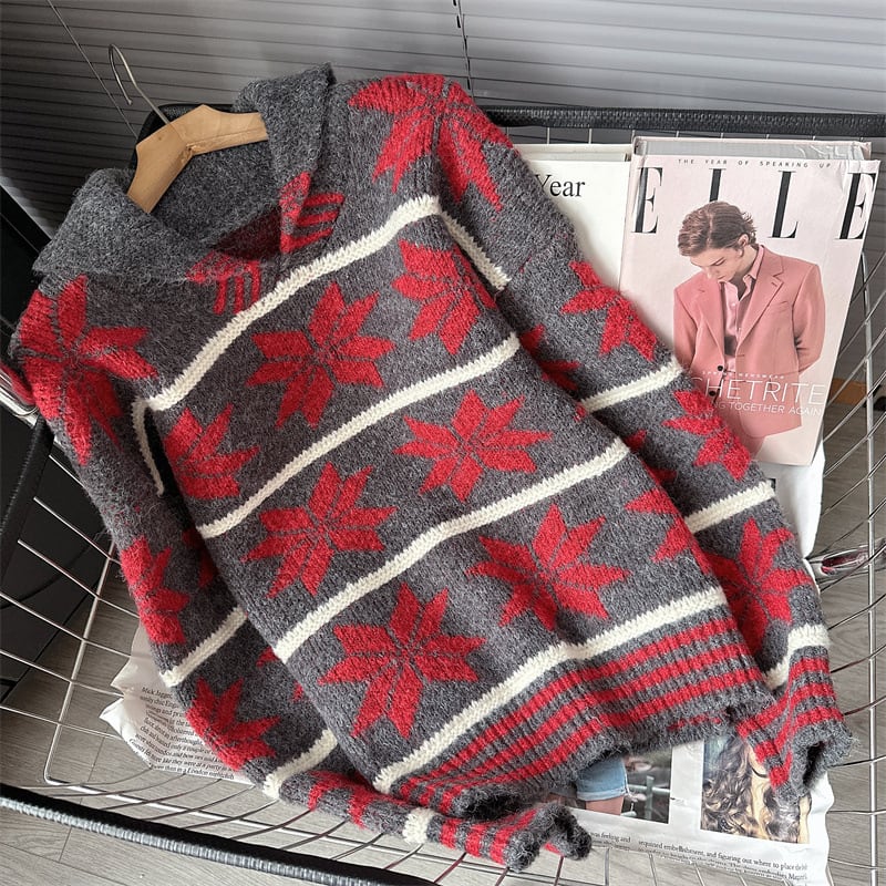 【tops】折り襟ニットセーター　M20263