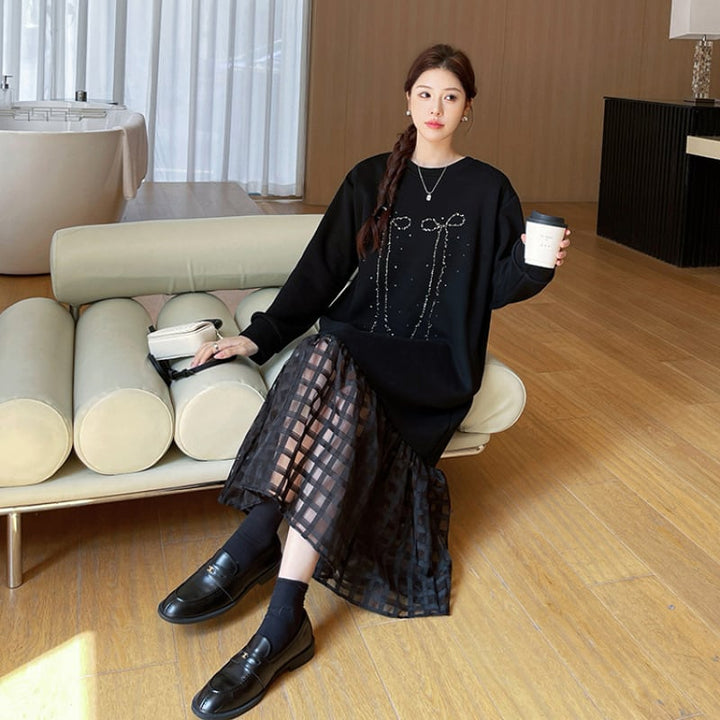 【dress】ビジュードッキングカジュアルワンピース　M28929